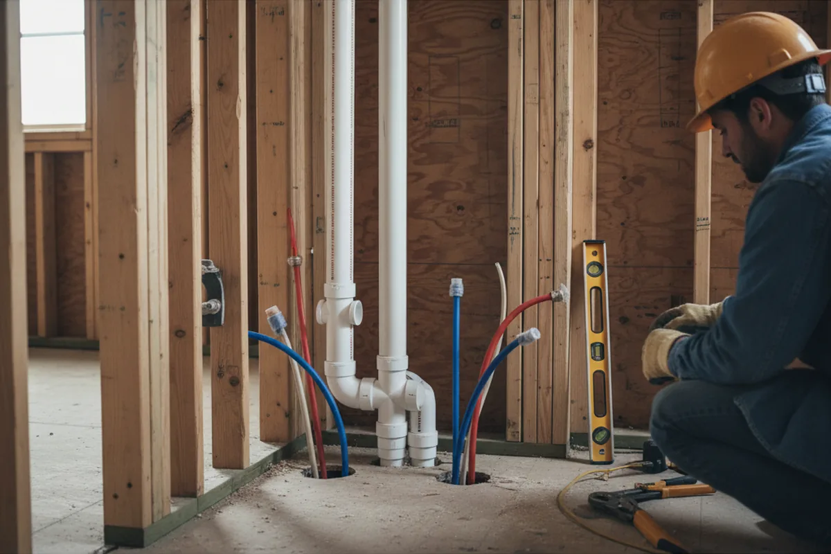 Drain and supply rough-in during Toilet Repair and Installation in Liberty Hill