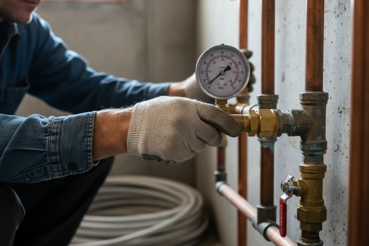 Pressure testing a repaired line during Water Line Repair in Liberty Hill